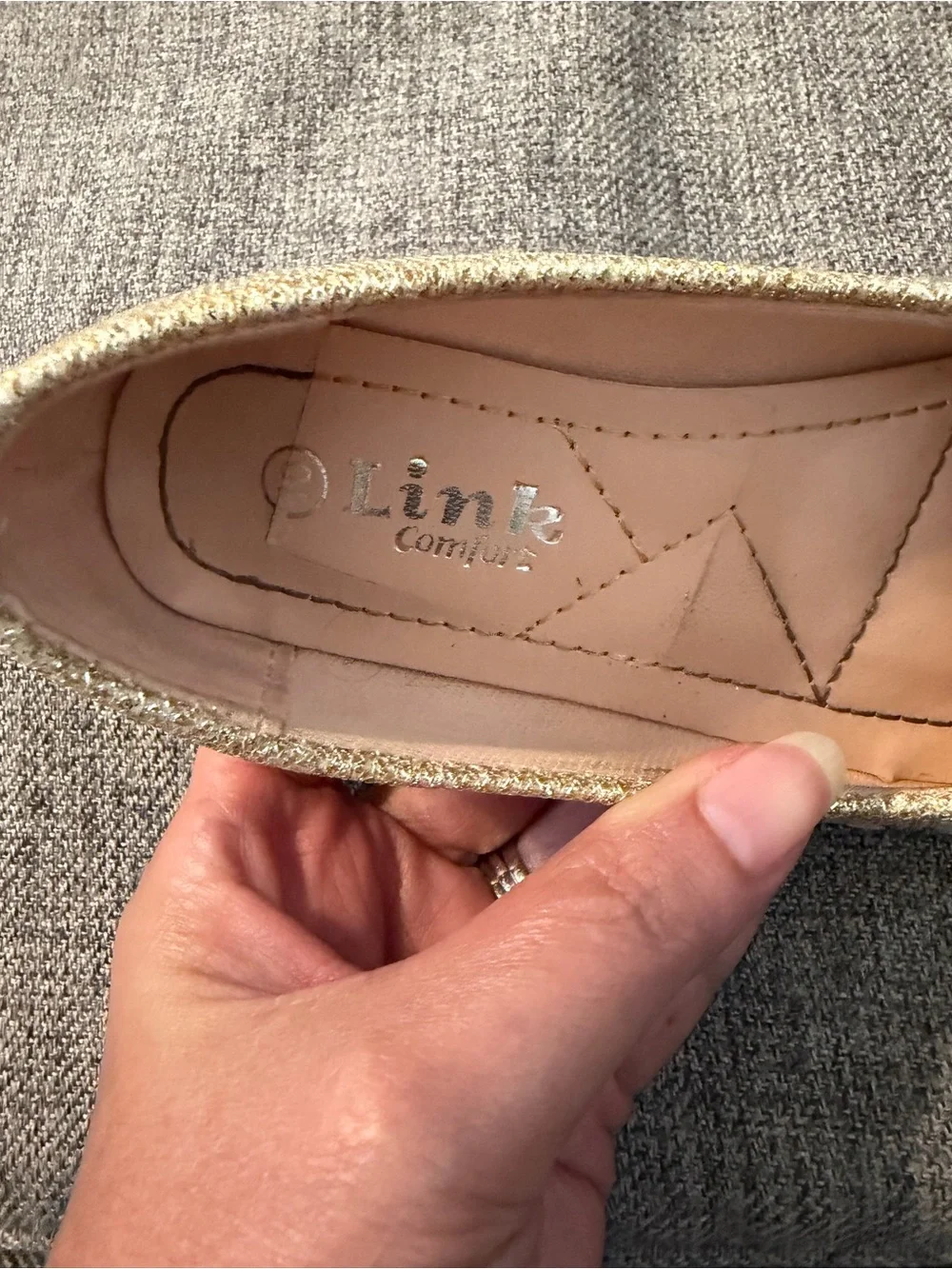Link Comfort Gold and Silver Embellished Girl’s Flats/Slip Ons Size 10 GUC